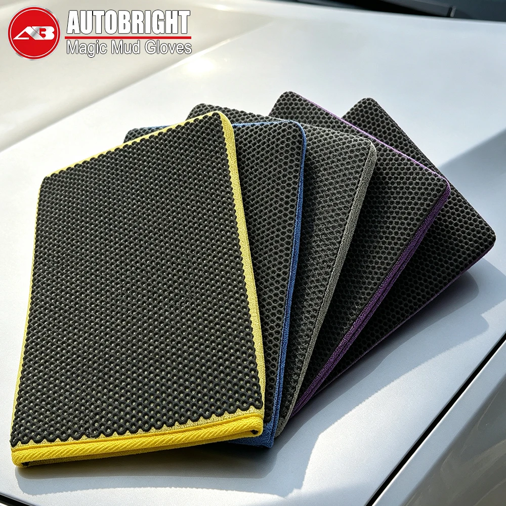 AUTOBRIGHT Dual‑Sided Car Clay Mitt Auto Detailing Glove Remove Iron Powder Tree Sap Tar Over‑spray Safe Car Wash Cleaning Tool