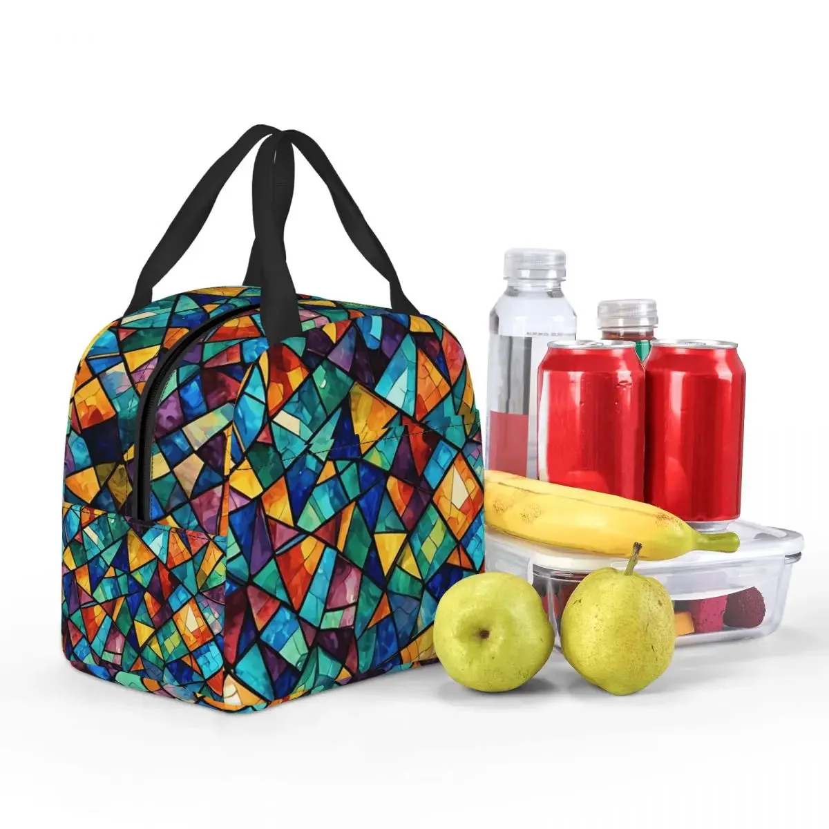 Abstract Stained Glass Tree Insulated Lunch Bag for Kids School Cooler Thermal Food Box Tote Portable Lunch Boxes Container