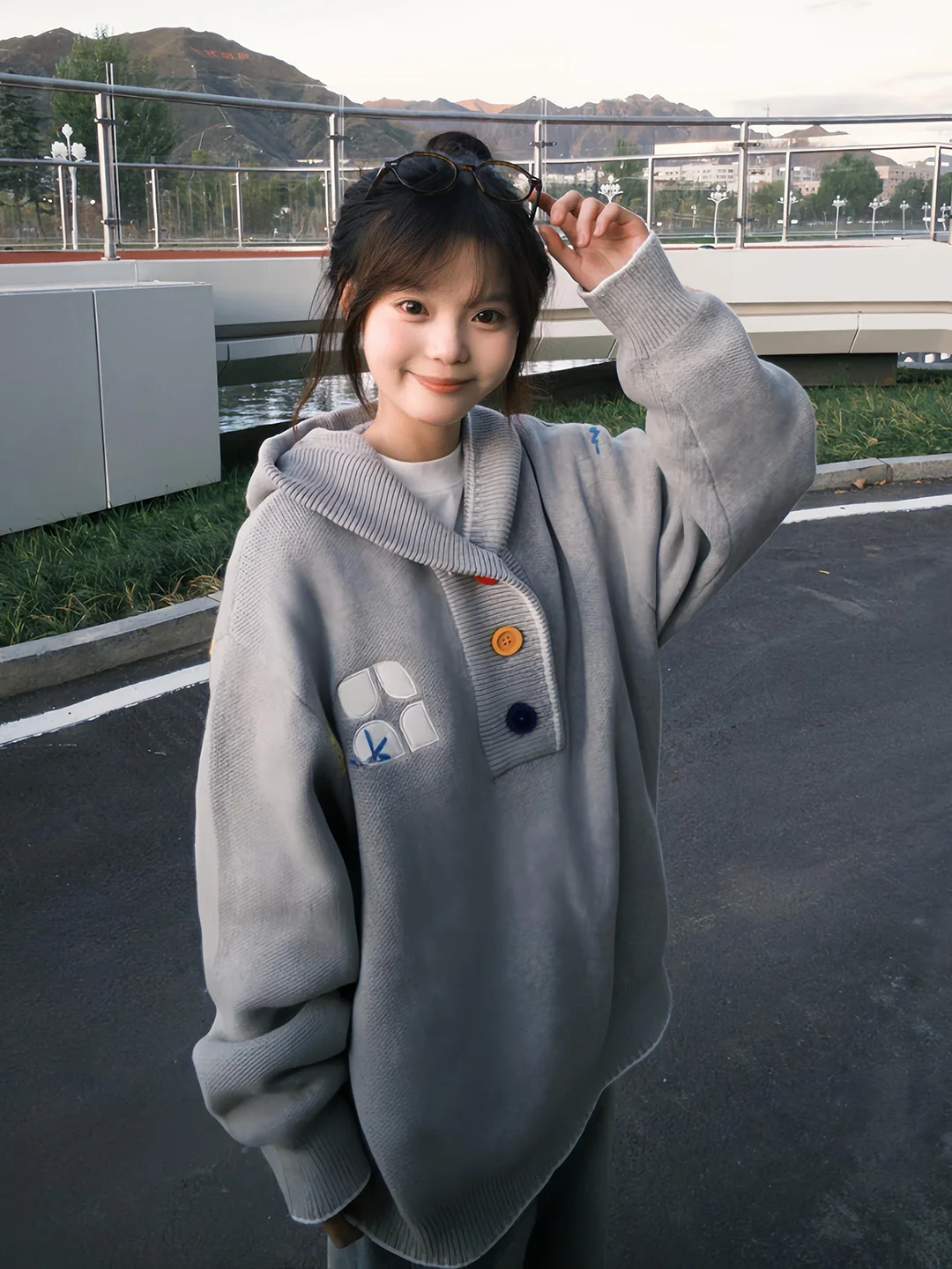 

Трикотажная толстовка с трехцветным принтом, осенне-зимняя, мягкая, удобная, с длинными рукавами, на пуговицах, для пар