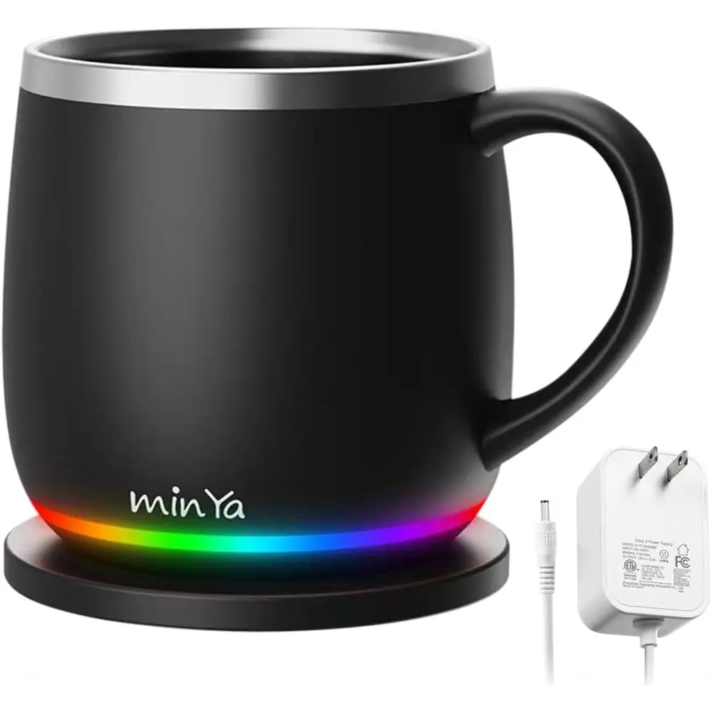 

Temperature-Control Smart Mug, 13.5 oz, Auto-Sensing, 55°C Heating, RGB LED Display, Ideal for Office/Home Use, Black