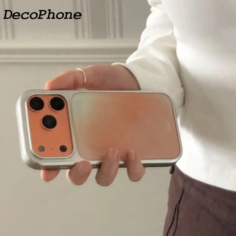 

Korean Niche Ins Orange Gradient Blending Sunset Drip glue Phone Case For iPhone 17 AIR 16 15 14 13 12 11 Pro Max Plus Y2K Cover
