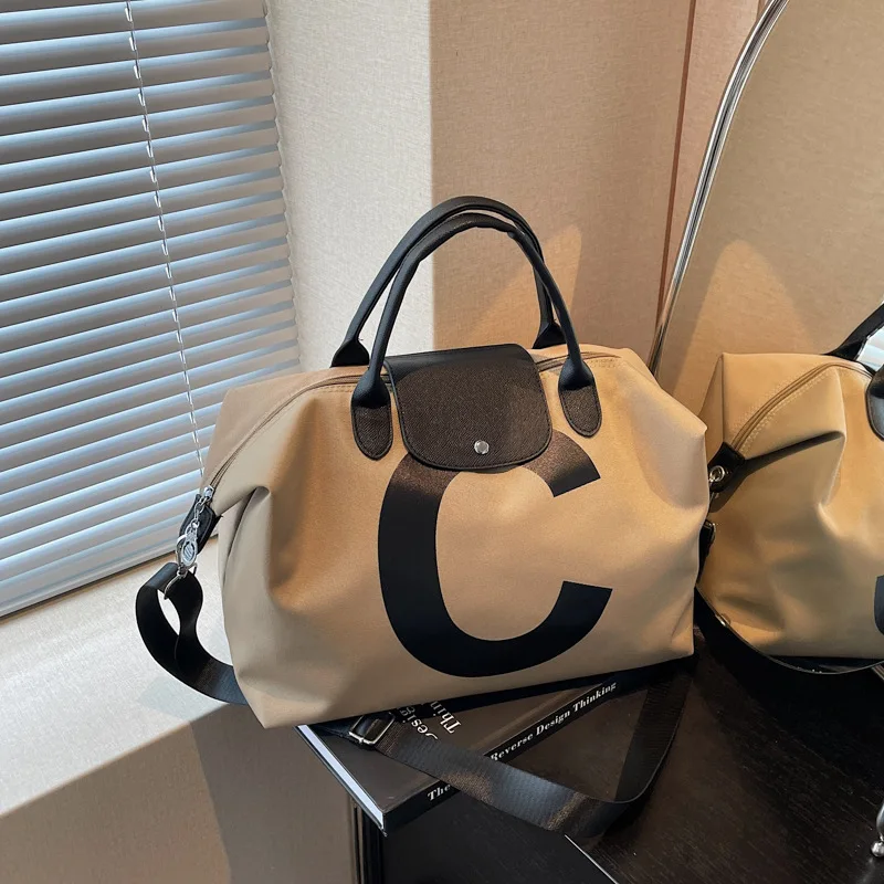 

‌Sleek Letter Print Carry-On Duffel | Large Detachable Travel Bag for Gym Swim | Tote & Shoulder Strap