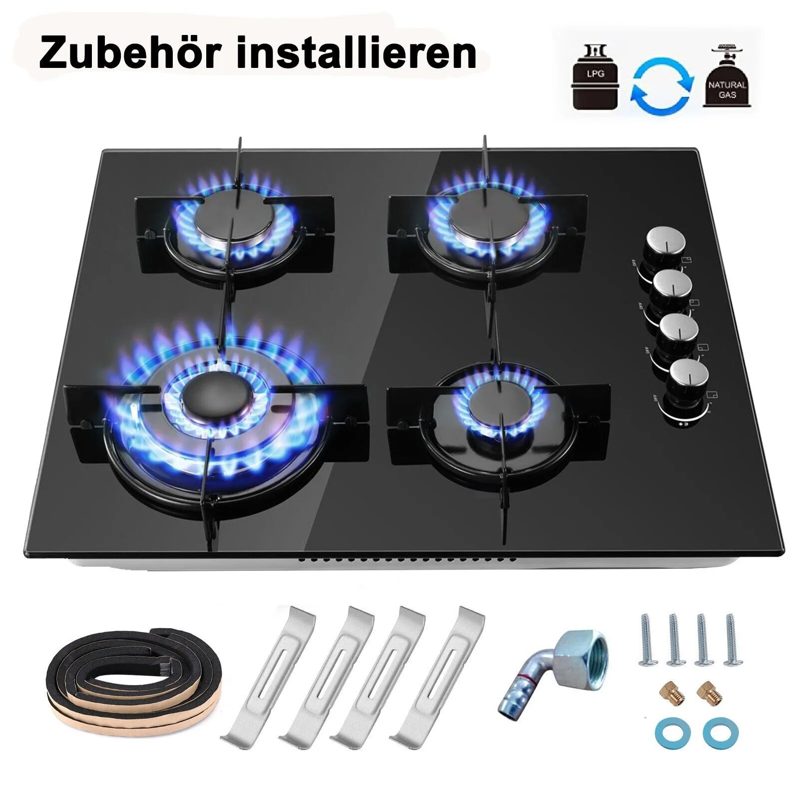 TopStrong 4 burner 60cm glass ceramic built-in stove natural gas propane gas hob