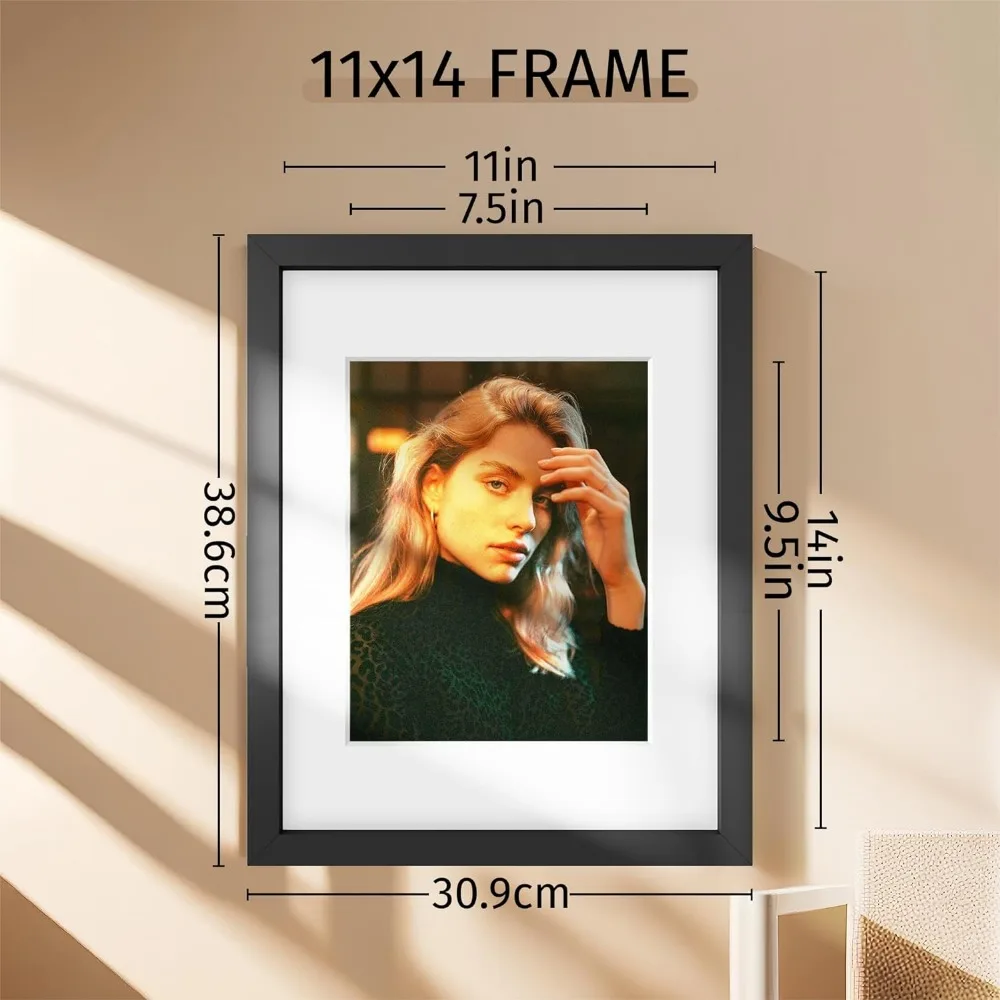 11x14 Picture Frame Set of 12 Wall Decoration Frame Black. Photo Frames for Wall Photos Albums Home Decor Garden