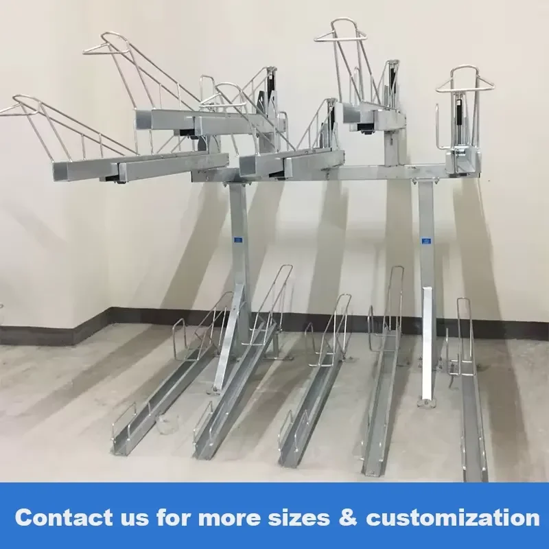 Double Layer Bicycle Parking Rack Carbon Steel Aluminum Alloy Spiral Design for Residential Community and Public Facilities