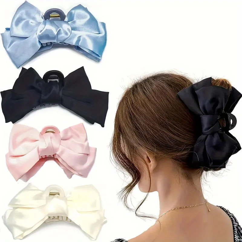 

Solid Color Fashion Bow Hair clip for women Butterfly Satin Hair Clamp Girls hairpin Hair Accessories Headwear