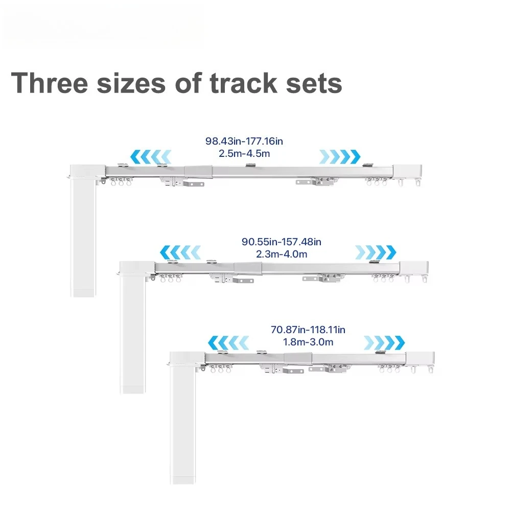 نوعية جيدة واي فاي الذكية بمحركات تلسكوبي الستار المسار السكك الحديدية الستائر موتور مجموعة قابل للتعديل للتمديد الذكية الستار المسار قضيب #2