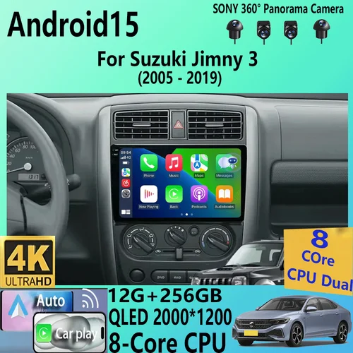 Android 15 para Suzuki Jimny 3 2005 - 2019 Radio de coche reproductor de vídeo Multimedia navegación GPS Auto Carplay No 2Din 2 Din DSP DVD