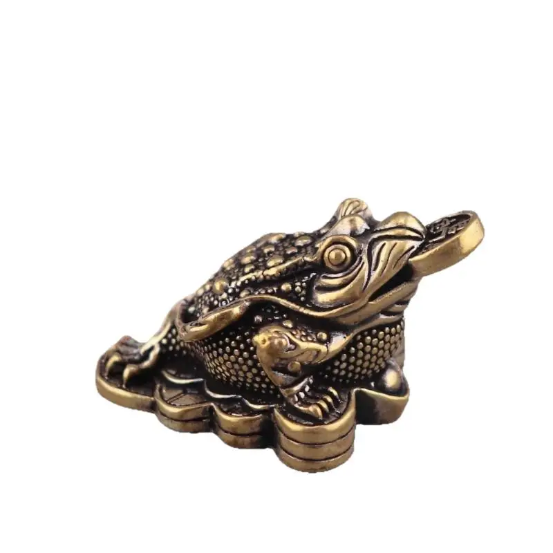 Kupfer-Geldfrosch-Statue Dreibeinige Krötenfigur Feng-Shui-Ornament für Büro Zuhause Schreibtisch Reichtum-Dekoration – Detail 5