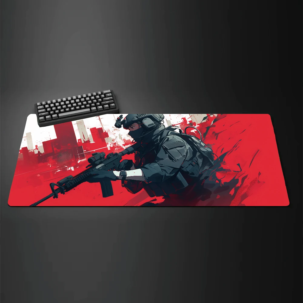 XXL Shooting Gun Mouse Pad Art Character Office Mat Large Computer Game Home Desk Pads Anti-Slip Gaming Keyboard Long Table Mats