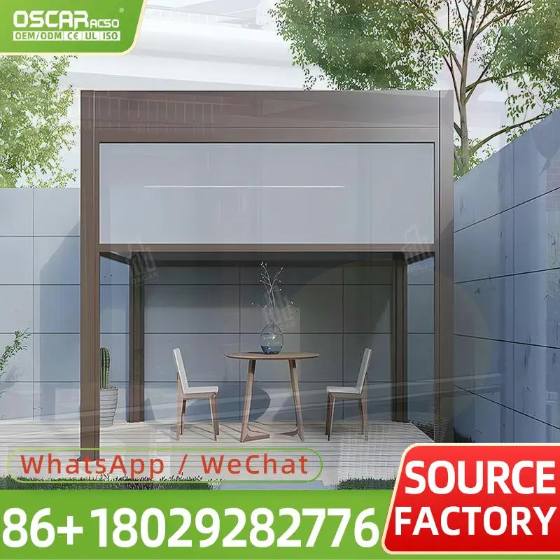 Motorized Outdoor Patio Blinds Electric Sun Shade Screens with Side Track Zip for US Gardens Terraces Rolling shutter