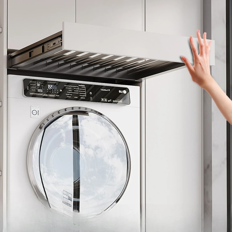 

Balcony Cabinet Invisible Drying Rack Hidden Multifunctional Washing Machine Buffer Telescopic Pull-up Pants Rack Slide Rail