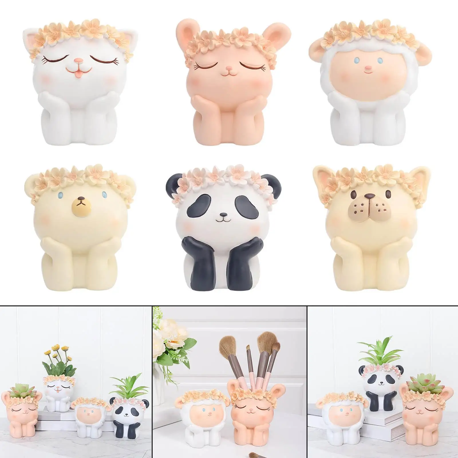 Nordic Style Desktop Vase Indoor Outdoor Flower Arrangement with Drainage Hole Resin Flowerpot for Living Room Hotel Decoration