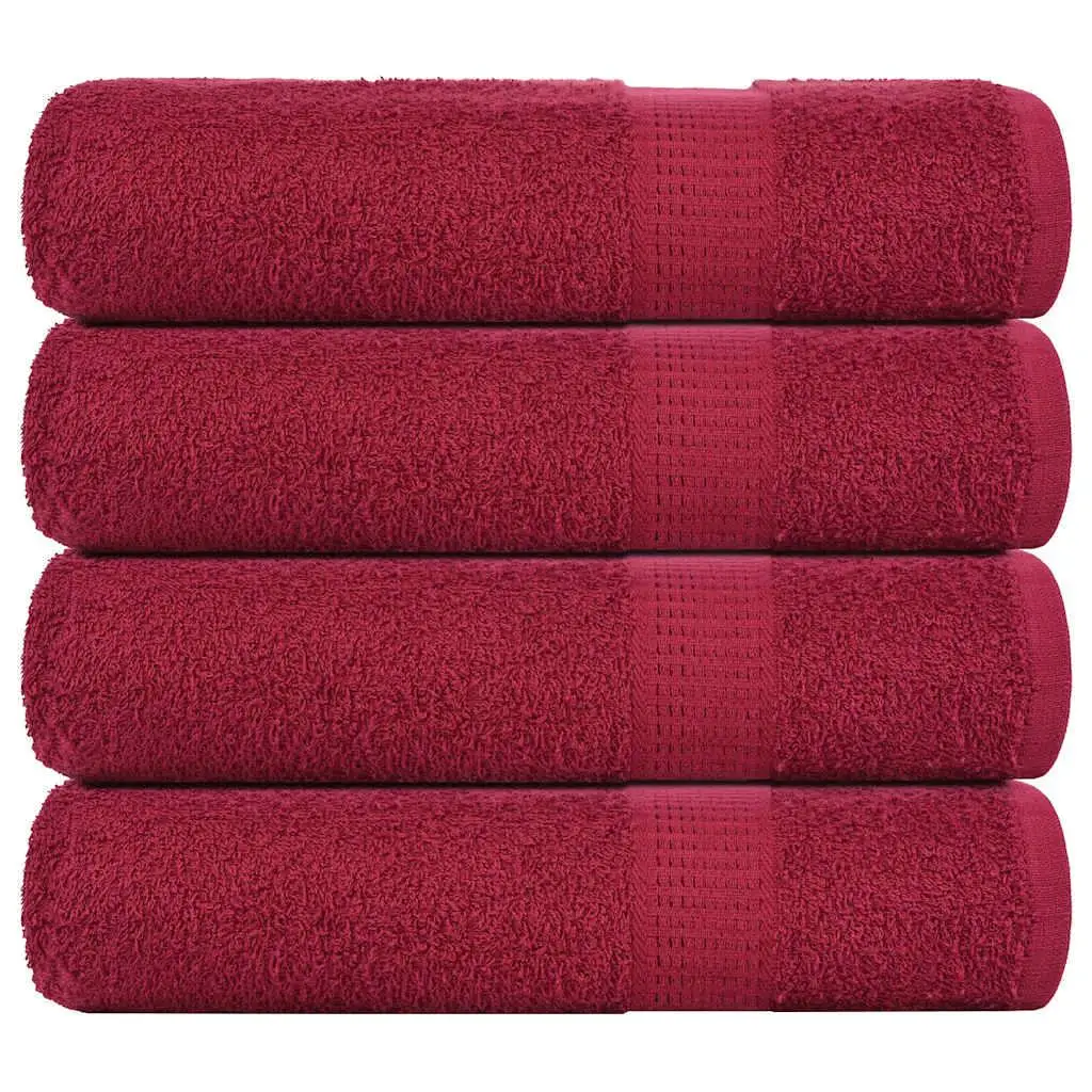 Set of 4 Bordeaux Hand Towels 50x100 cm, 360 GSM, Soft 100% Cotton - Ideal for Home & Spa