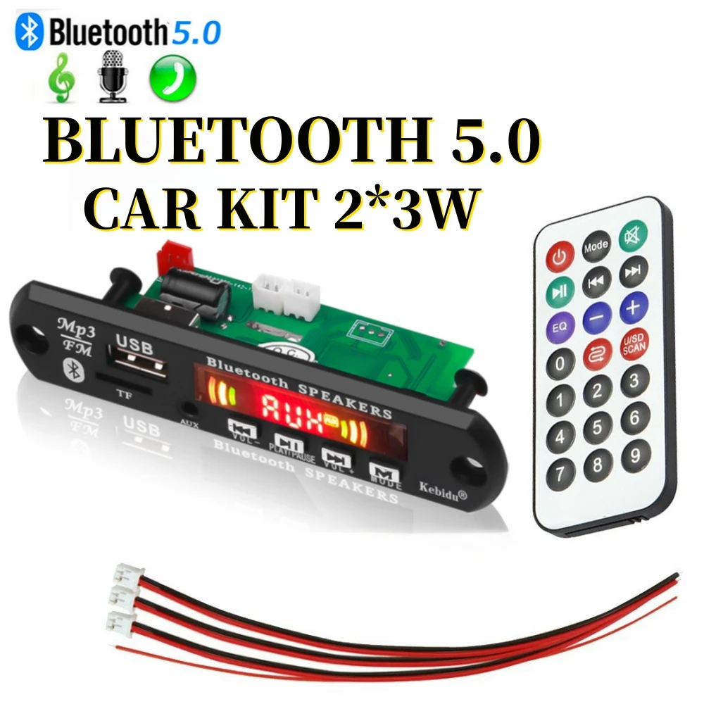 6W wzmacniacz DIY MP3 WMA WAV APE FLAC płyta dekodera 12V 3 W Bluetooth 5.0 nagrywanie rozmów USB TF FM Radio Mp3 odtwarzacz muzyki głośnik