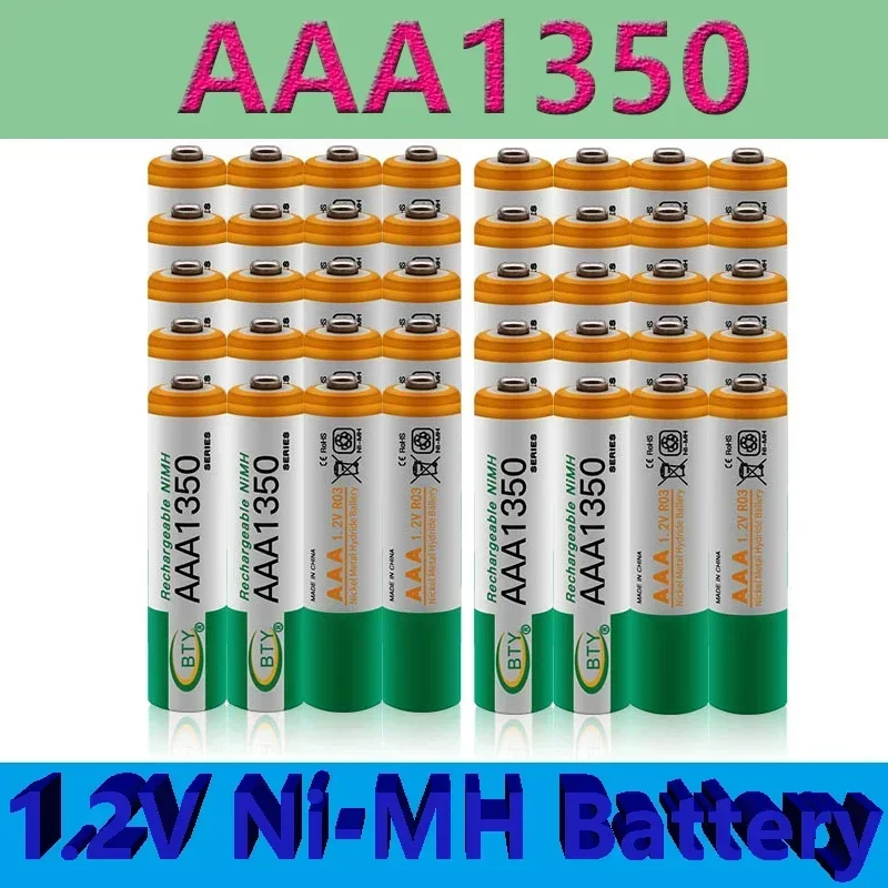 FiJiLa Original New AAA1350 battery 1800mAh Rechargeable battery NI-MH 1.2V AAA battery for Clocks, mice, computers, toys so on