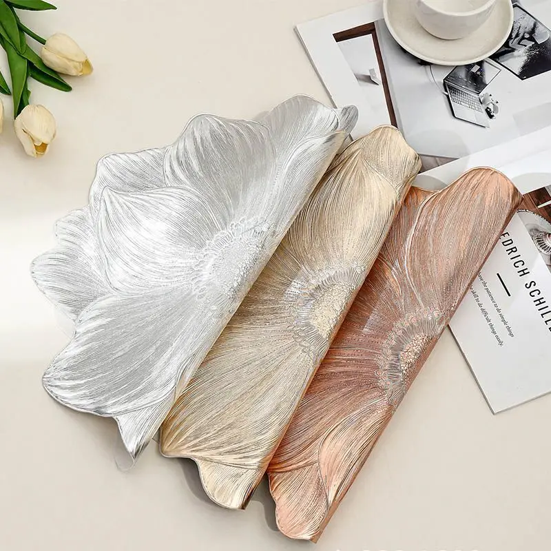 Luxury Lotus Non-Slip PVC Placemat Heat Resistant Table Mat for Dining Kitchen Ins Style Decorative Pad view 5