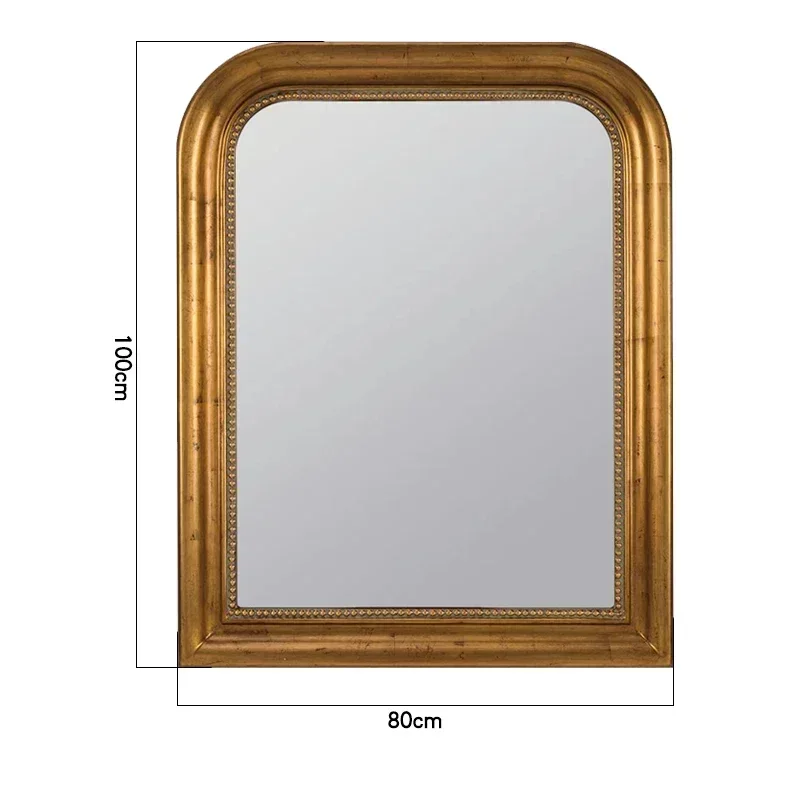 European-Style Retro Bathroom Mirror Luminous Makeup Mirror Wall-Mounted French Anti-Fog Bathroom Mirror