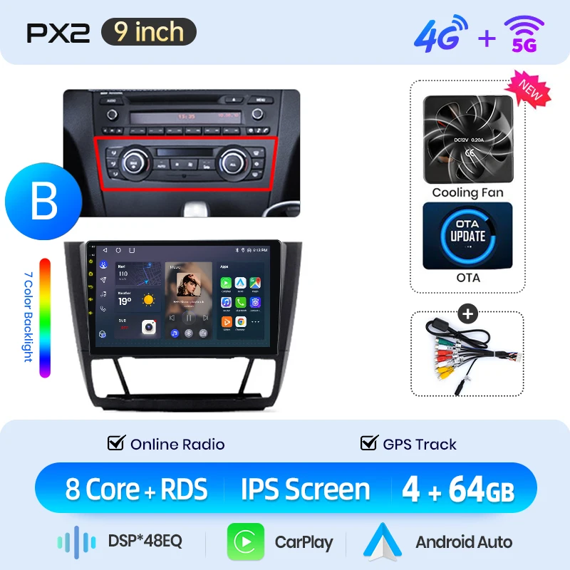 AWESAFE Draadloze CarPlay Android Auto Radio voor BMW 1-serie E87 E81 E82 E88 2004-2011 Plug & Play FM BT RDS DSP GPS Multimedia