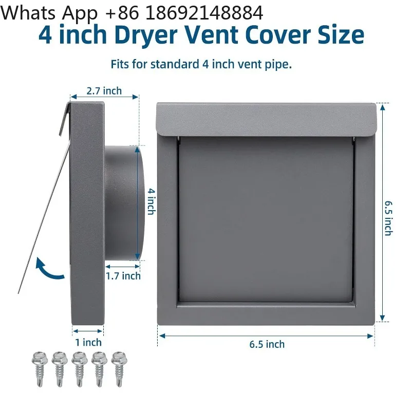 4 inch (about 10.2 cm) dryer ventilation cover External dryer wall ventilation cover