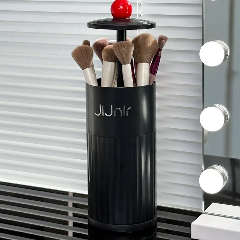 Druk op Make-up Borstel Opslagcontainer Stofdichte Kaptafel Cosmetische Opbergdoos Wenkbrauwpotlood Borstelhouder Auto-lifting