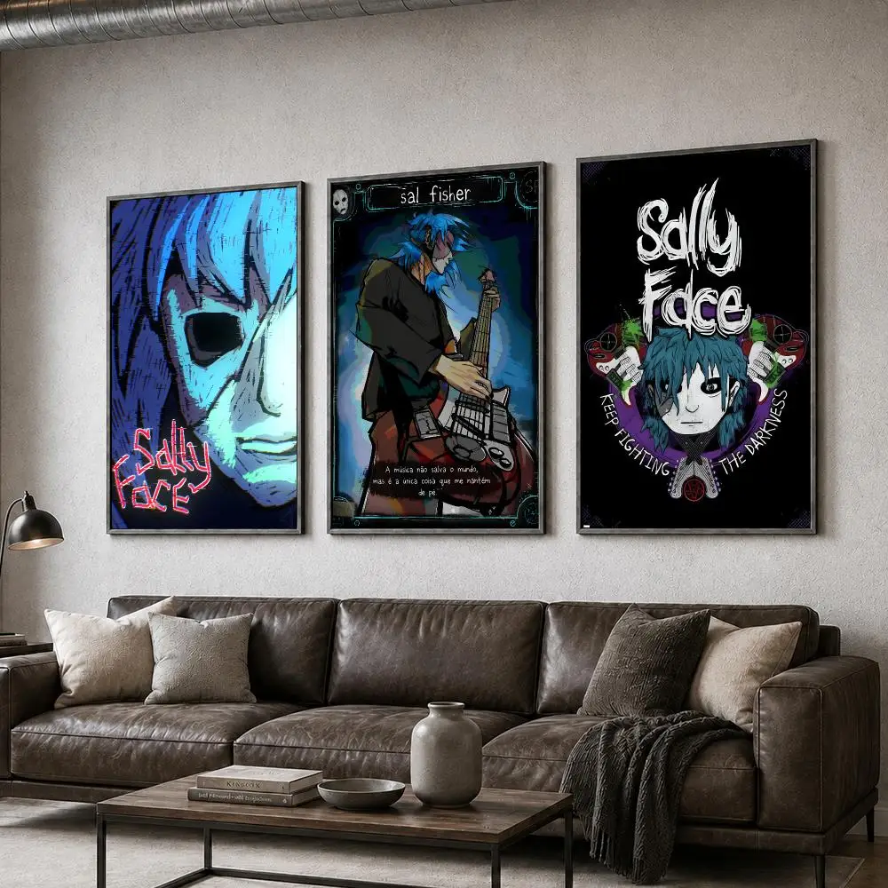 Game Sally Face Horror Adventure Poster  PP Self Adhesive Home Garage Dorm Bar Wall Decor Aesthetic Retro Gift