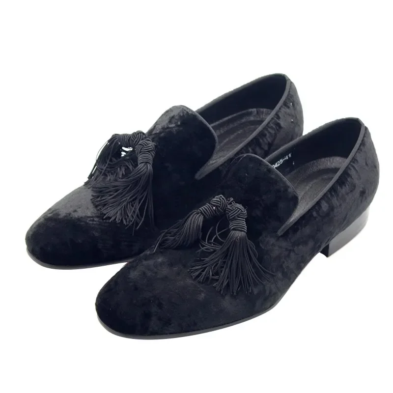 2024 Velvet Loafers Gentleman Large Tassel Exquisite European and American Formal Leather Shoes Men's Casual Shoes