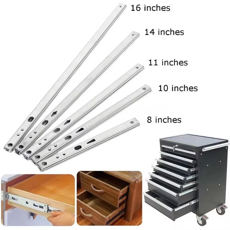 1Pair Drawer Slide Ball Guide Micro Two Sections 17mm Wide Steel Fold Drawer Steel Ball Slide Rail Furniture Hardware Fittings