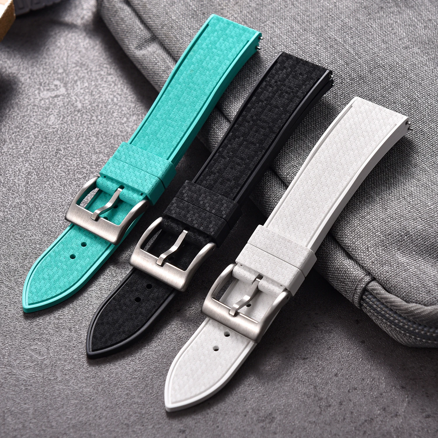 Correa de reloj de goma FKM de alta calidad, correas de reloj de liberación rápida de 20mm y 22mm, pulsera suave impermeable para buceo para mosaico