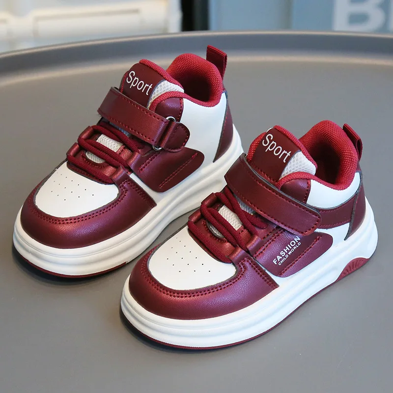 

Spring Autumn Girls Velcro White Shoes Children New Soft Soled Sneakers High Top Color Blocking Non Slip Boys Casual Board Shoes