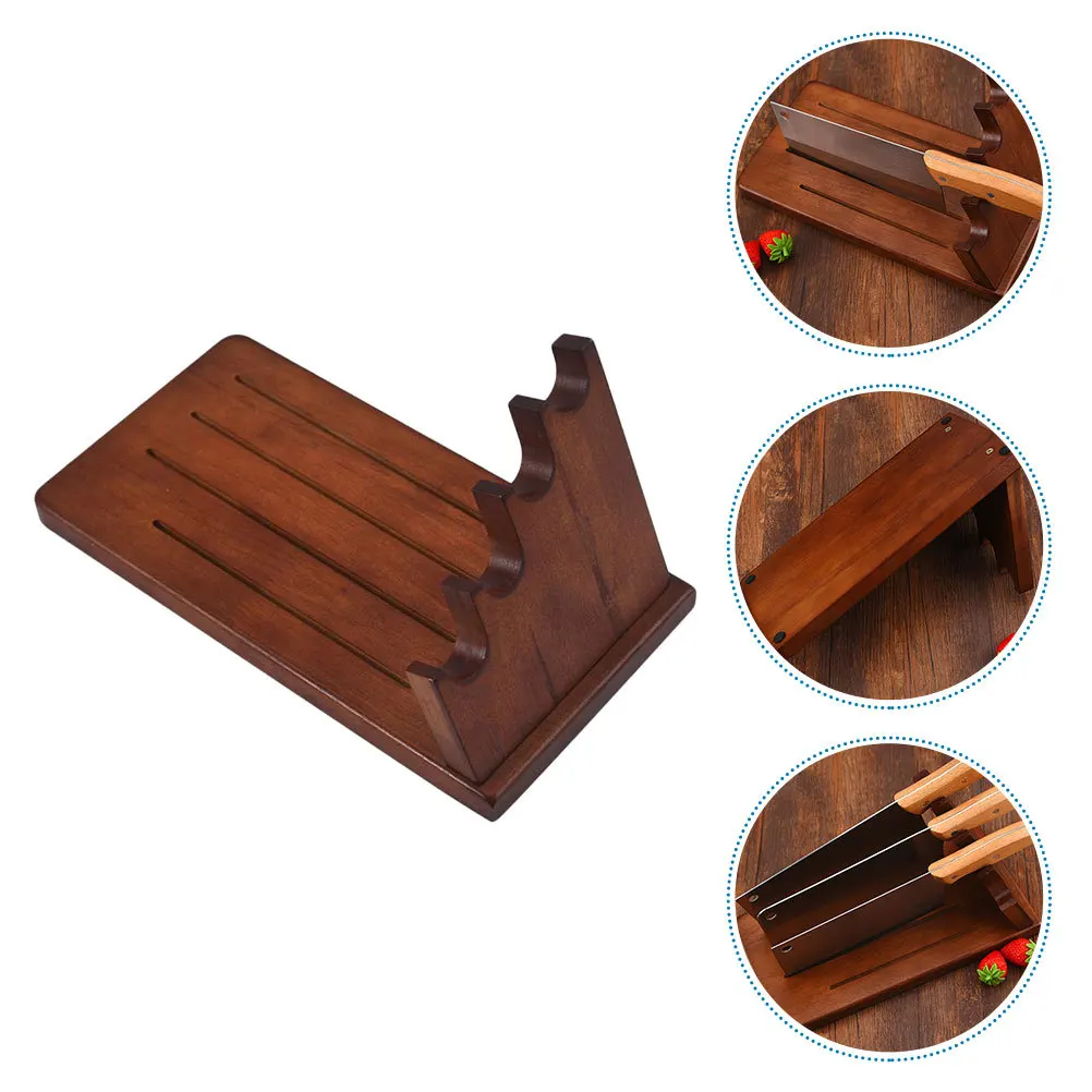 

1pc Solid Wood Knife Holder Thick Cutter Storage Rack For Kitchen Tool Organizer Wooden Desktop Cutting Board Stand Practical