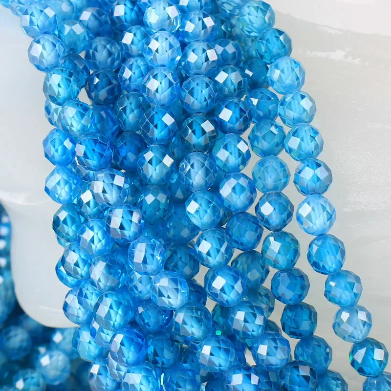 Zhe Ying 2mm 3mm AAA Faceted Blue Zircon Beads Round Tiny Loose Stone Beads For Jewelry Making Diy Bracelet Necklace Handmade