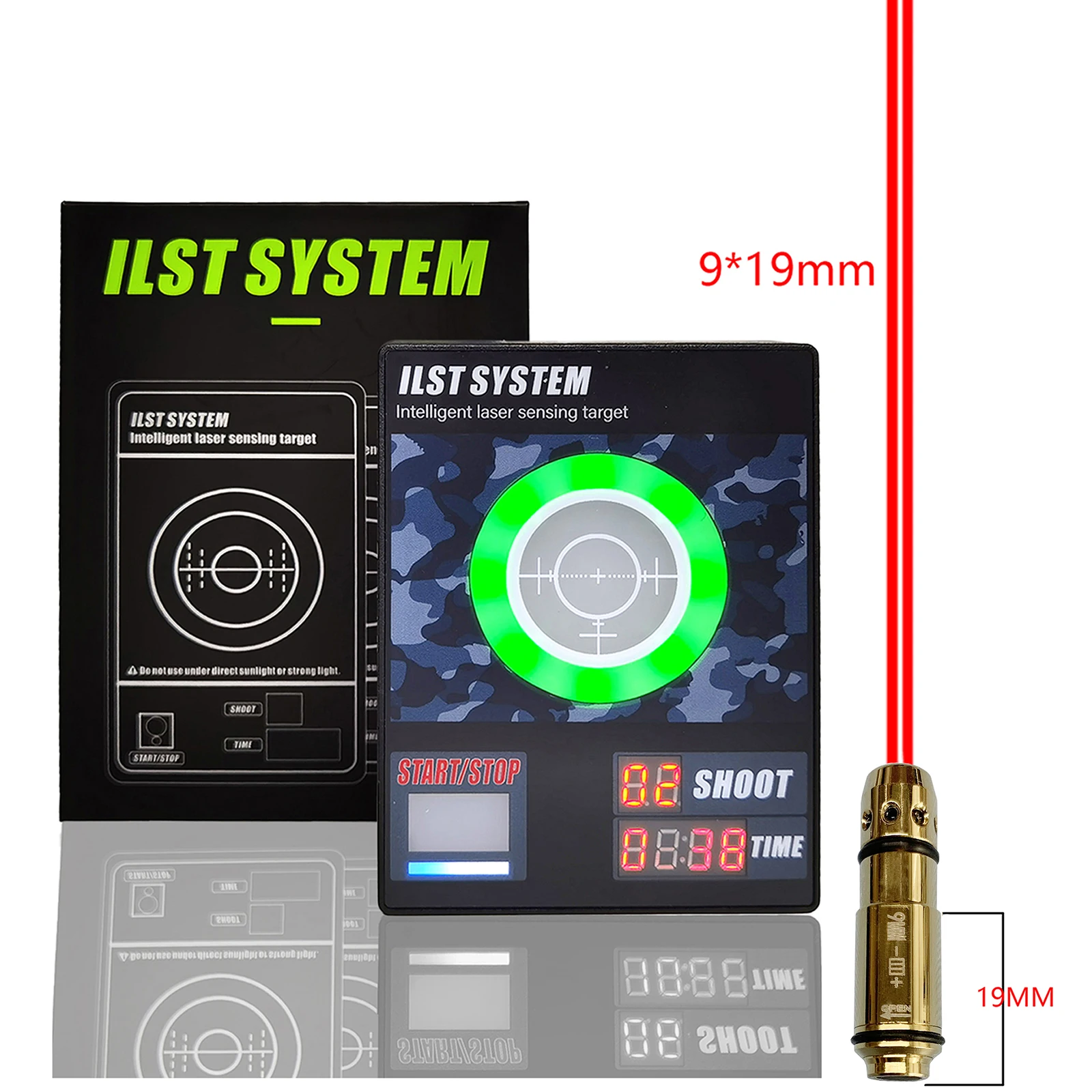 Laser Collimator Trainer Cartridge for Glock 17 19, Dry Fire Training and Shooting Simulator, 9x19mm, Laser Training Bullet