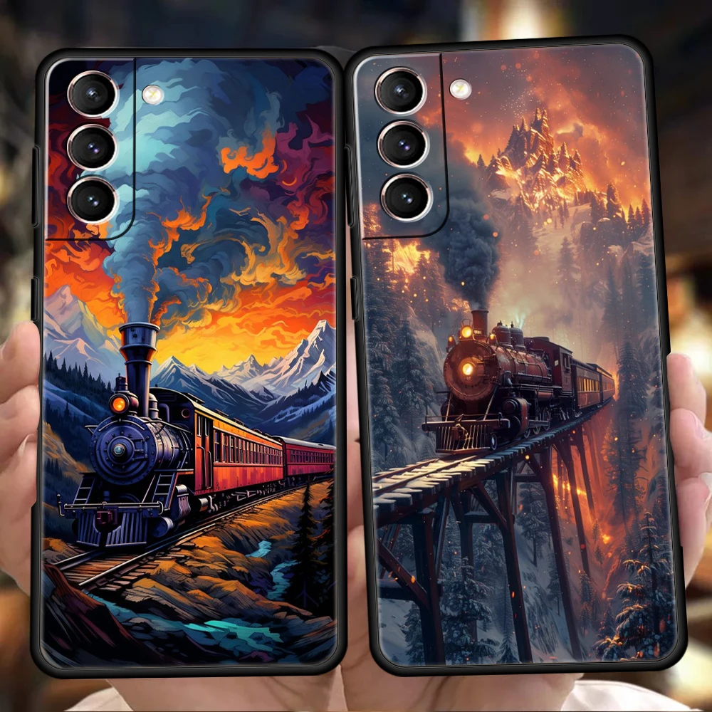 

Train Case for Samsung Galaxy S24 S23 S22 S20 S21 FE Ultra S10 S10E S9 S8 Plus 5G Silicone Shockproof Phone Cover Capas Bags TPU