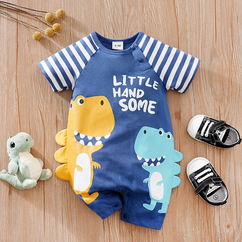 

Baby Cartoon Jumpsuit 3D Printed Cute Unicorn Fox Dinosaur Crocodile Panda Clothes Short Sleeve Bodysuit 0-18M