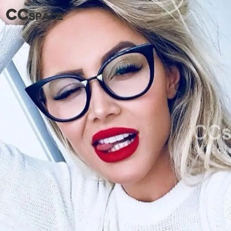 45045 Anti-blue Light Brand Designer Optical Lady Cat Eye Glasses Frames For Women EyeGlasses Metal Temple Fashion Eyewear