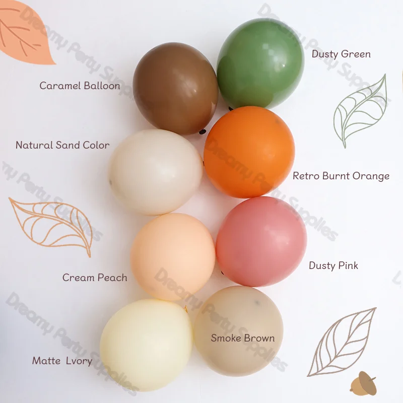 5/10/12inch Orange Brown Green Nude Balloons Set Fall Baby Shower Terracotta Wedding Birthday Baptism Christening Party Decor