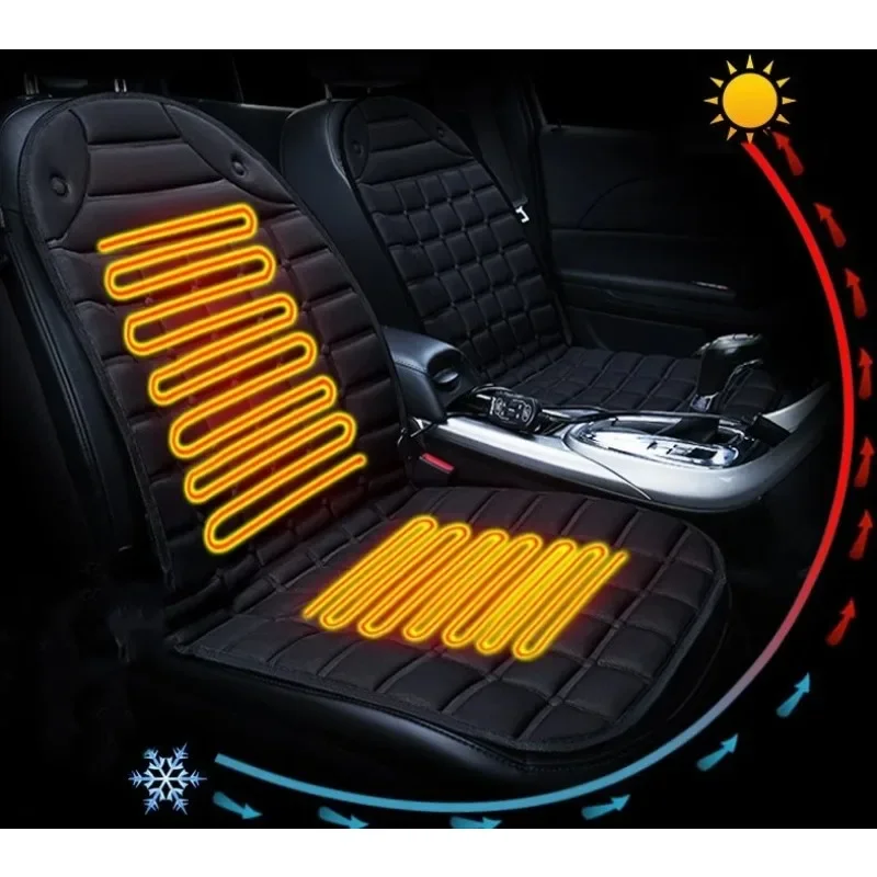 2pcs DC 12V Heated Car Seat Cushion Cover with Fast Heater Winter Warmer Seat Heating Car Accessories Heating Pads Set Universal