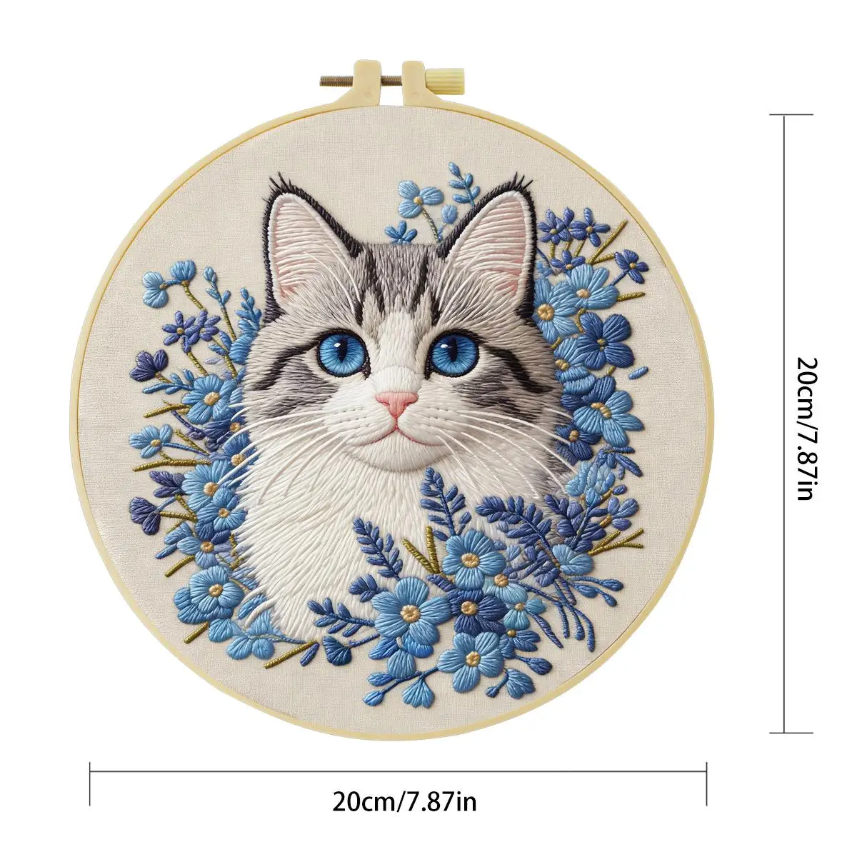 1 Stück 20X20CM/15X15CM 7,87/6,3 Zoll Die Katze im Blumenbeet Stickerei-Starter-Kit DIY-Kit DIY-Stickerei-Set Handarbeiten – Detail 4