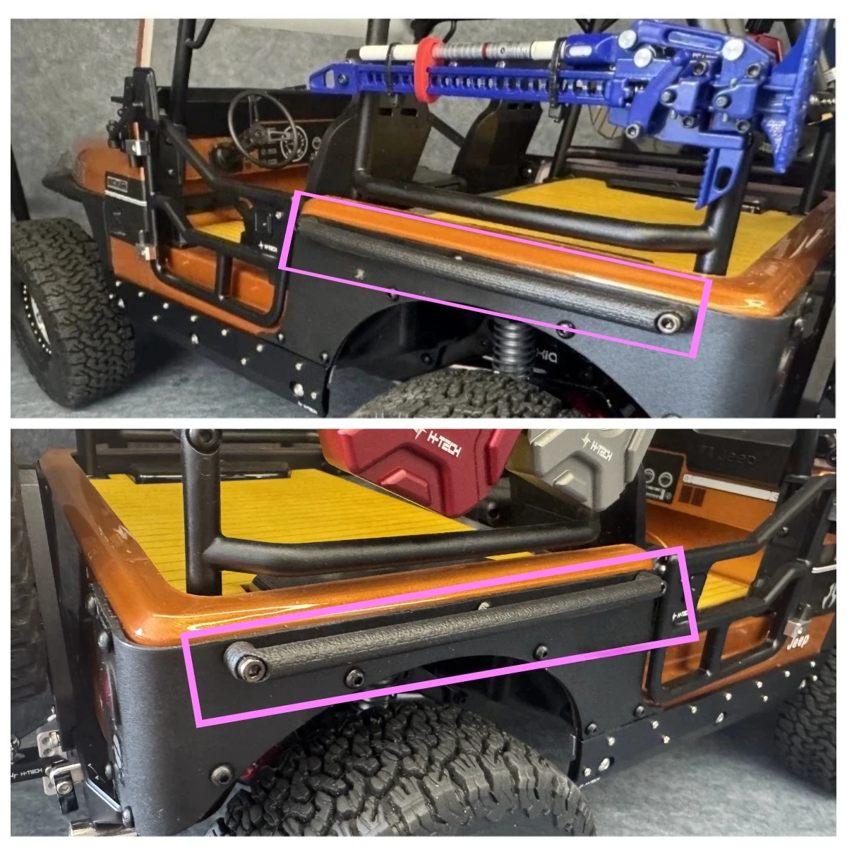 Side Rails Original Hole Fitment PA12 Nylon Rock Crawler Body Armor Upgrade Part for AXIAL SCX10 III Jeep CJ-7 1/10 RC Crawler