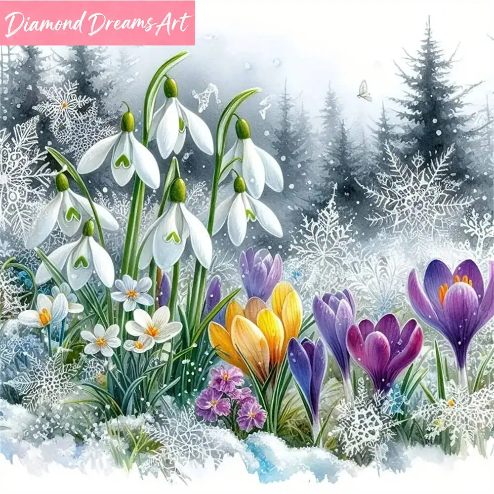 Diamant-Mosaik-Blumen-Kreuzstich-Sets zum Selbermachen, vollständiges quadratisches/rundes Diamant-Gemälde, Maiglöckchen-Dekor für Zuhause
