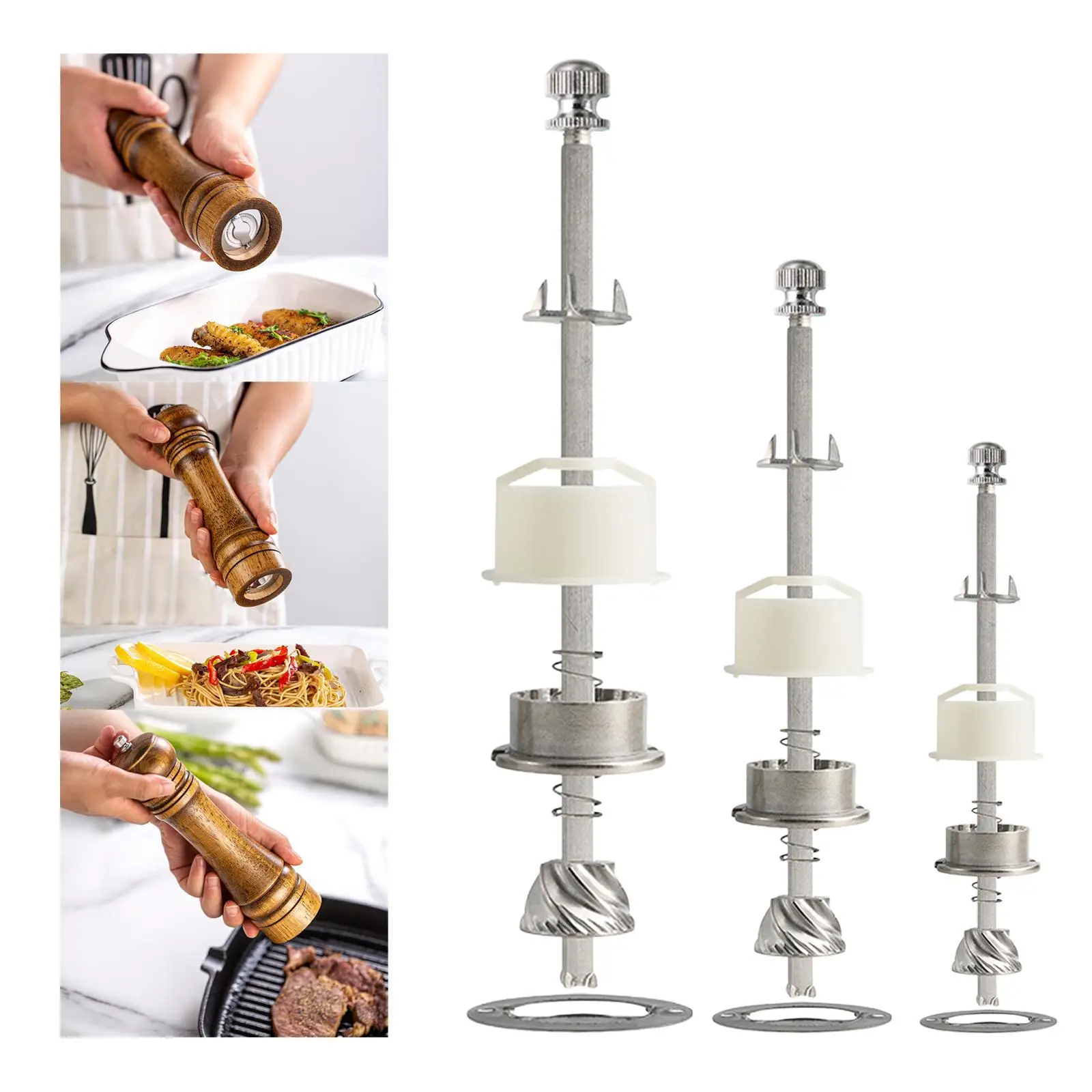 Stainless Steel Core with Pole Kitchen Pepper Mill Parts Easy to Use Household Manual Pepper Parts Kits Gadgets Accessories