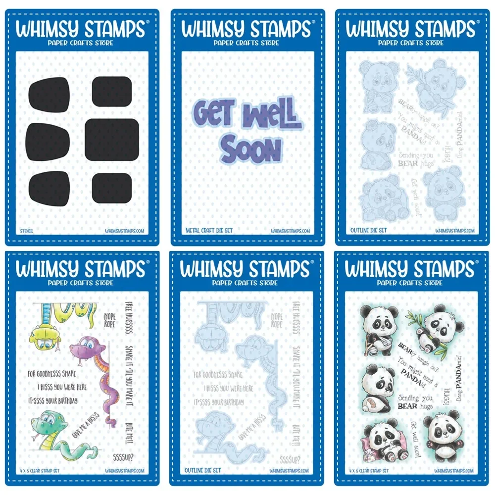 Pandas and Snakes Metal Cutting dies And Stamps For Scrapbooking Stencil Embossing Mold DIY Paper Cards Craft