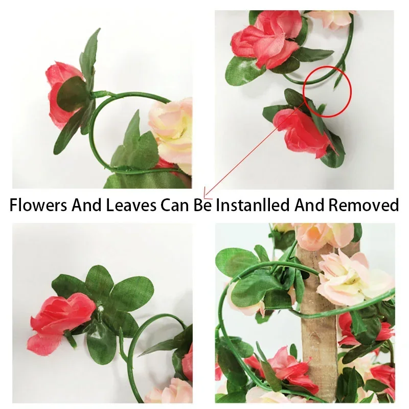 1.8m Rose Artificial Flower Vine for Wedding Garland White Pink Home Room Wedding Decoration Silk Artificial Rose Vine Han