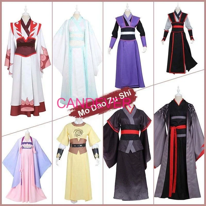 Anime wei wuxian costume young Mo Dao To Shi Cosplay lan zhan Lan Wangji Jiang Cheng Wen Ning jin ling Wig Hanfu shoes rabbit