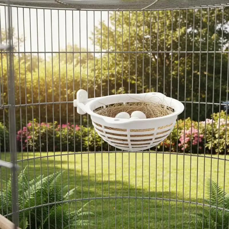 Plastic Bird Breeding Nest Box with Hooks for Canary Cage Resting Hatching Tools for Small Birds