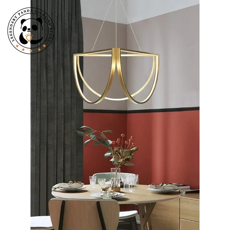 Imagem -05 - Lustres de Teto Metálicos Minimalistas Half Circle Pendant Lamps Light For Dining Hall Sala de Estar Hotel Designer Light