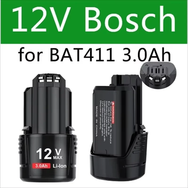 Batterie rechargeable Li-ion pour Bosch, chargeur de batterie, 12 V, 10,8 V, 3,0 Ah, BAT411, BAT411A, BAT412, BAT412A, BAT413, BAT413