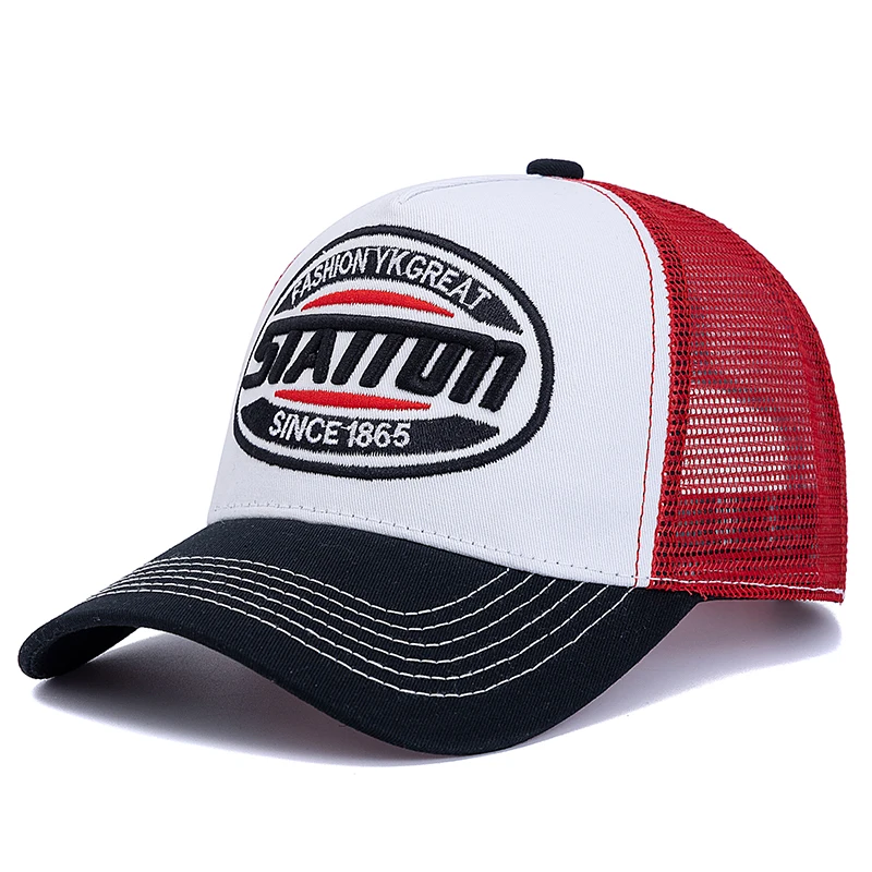 Nieuwe stijl unisex baseball cap klassieke stATION brief patroon mesh cap mannen en vrouwen ademende streetwear zomer trucker hoed