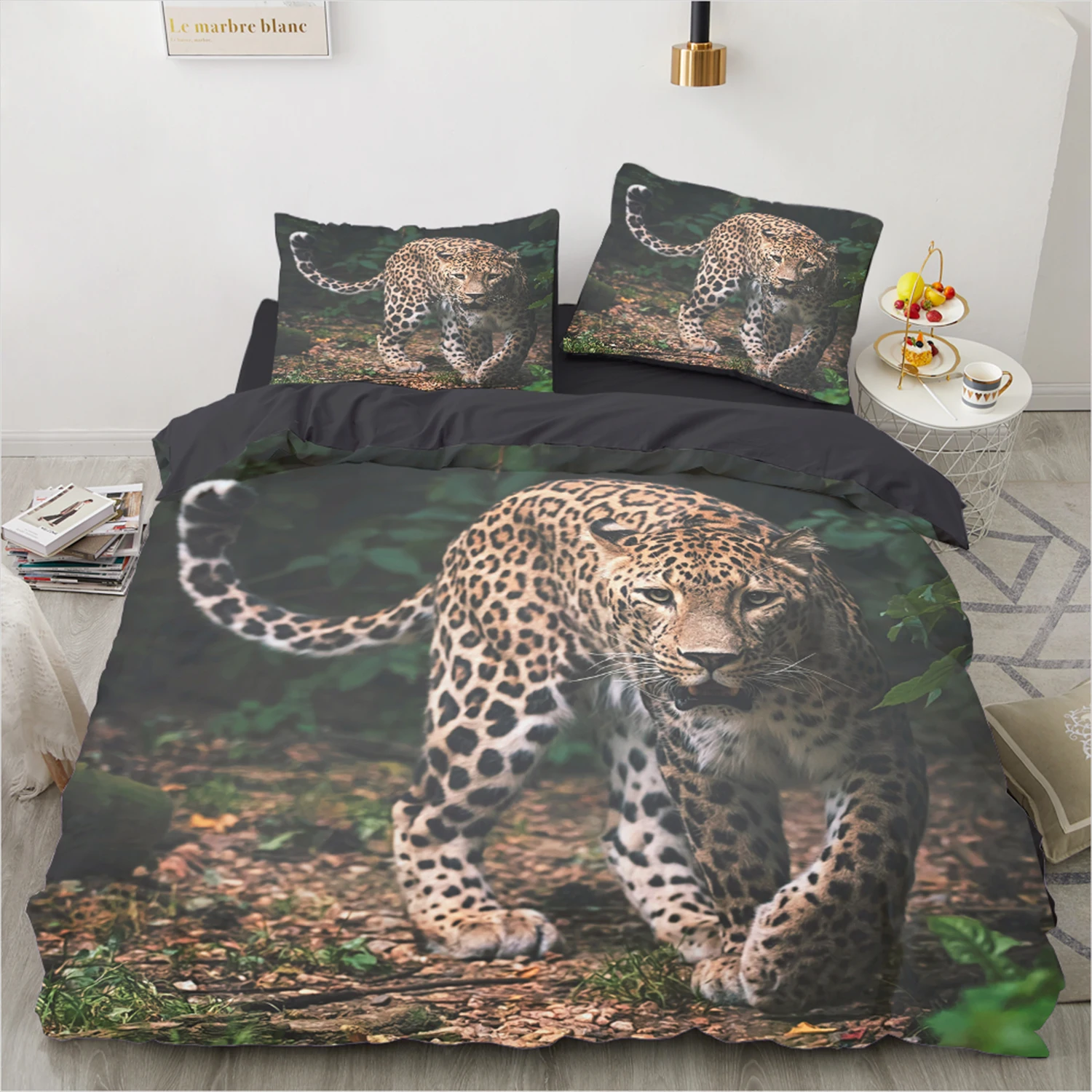 

2/3PCS Animal Print Bedding Set Leopard Design Quilt Cover set Full/King Size 200x200cm,Polyester Bed Linen Set, Easy Care